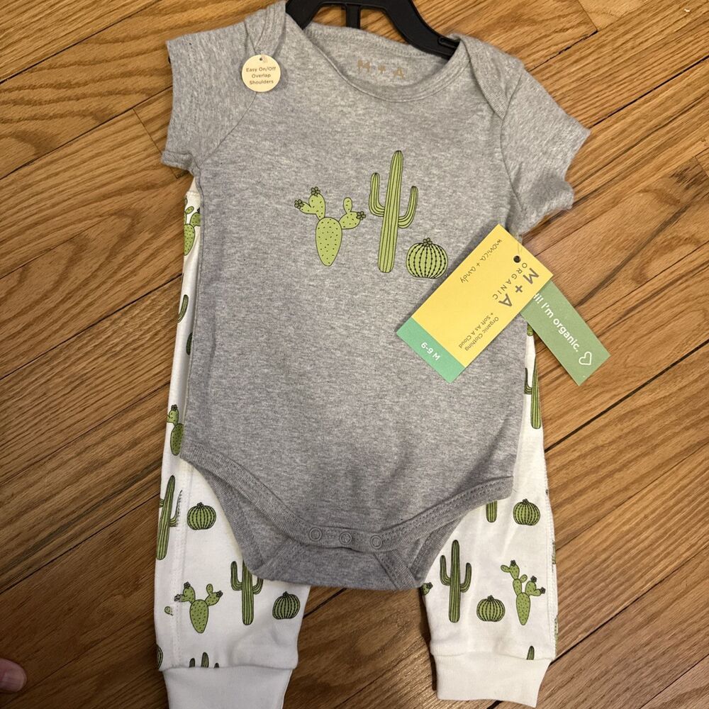 INFANT M+A MONICA + ANDY ORGANIC First Moves Set 6-9 Months NWT Cactus